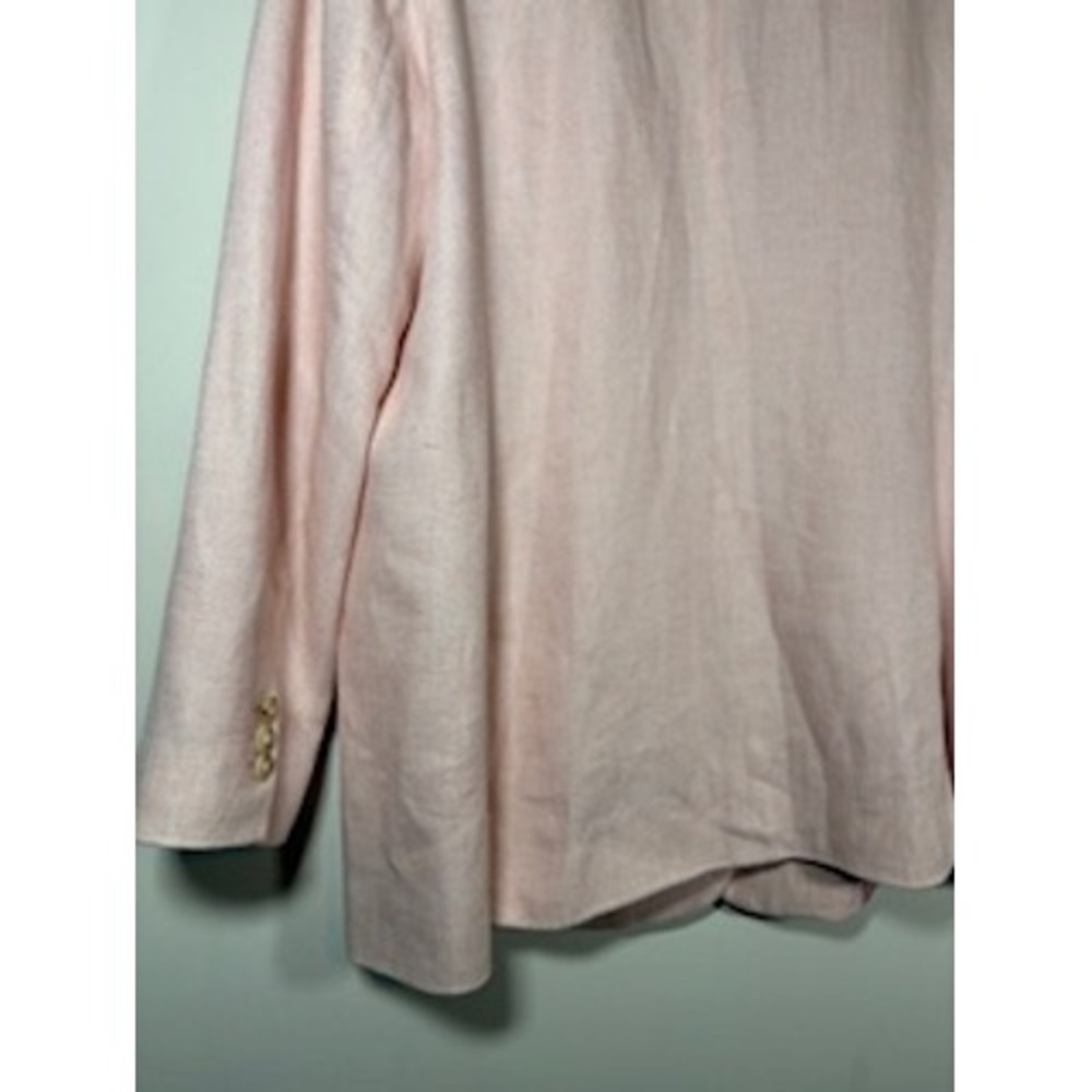 TALBOTS Blazer 16 Pink Linen Cotton Single Button Coastal Professional Jacket - Picture 6 of 8